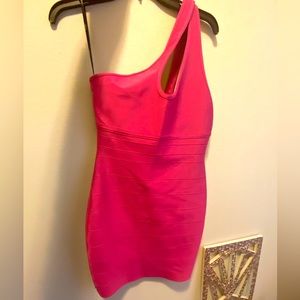 NEW- One shoulder Rose pink Dress(Forever 21), Size Large